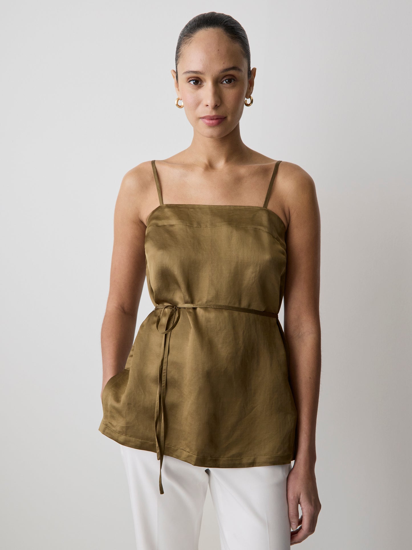 Sleeveless Square-Neck Blouse