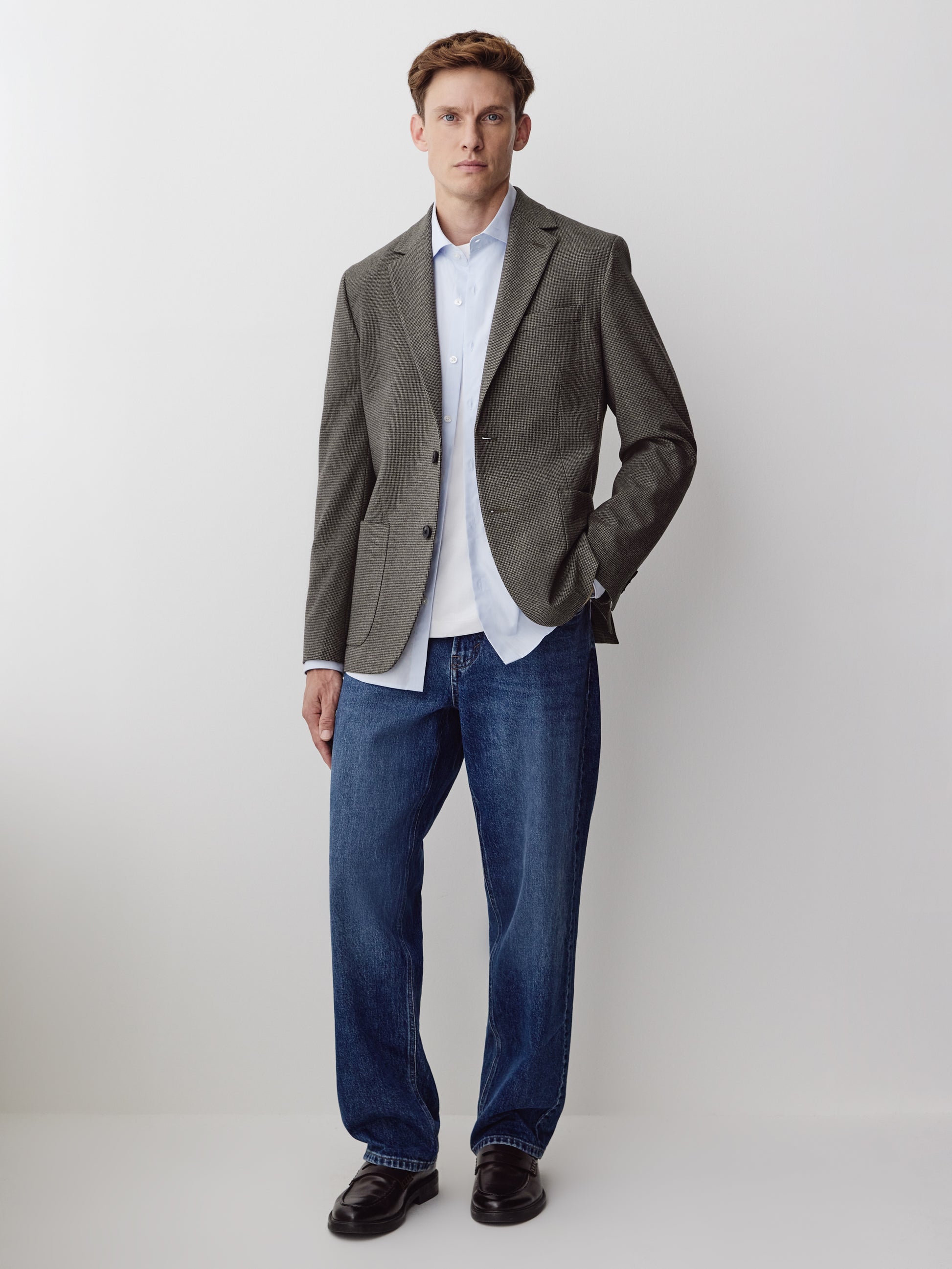 Slim Fit Woven Houndstooth Blazer