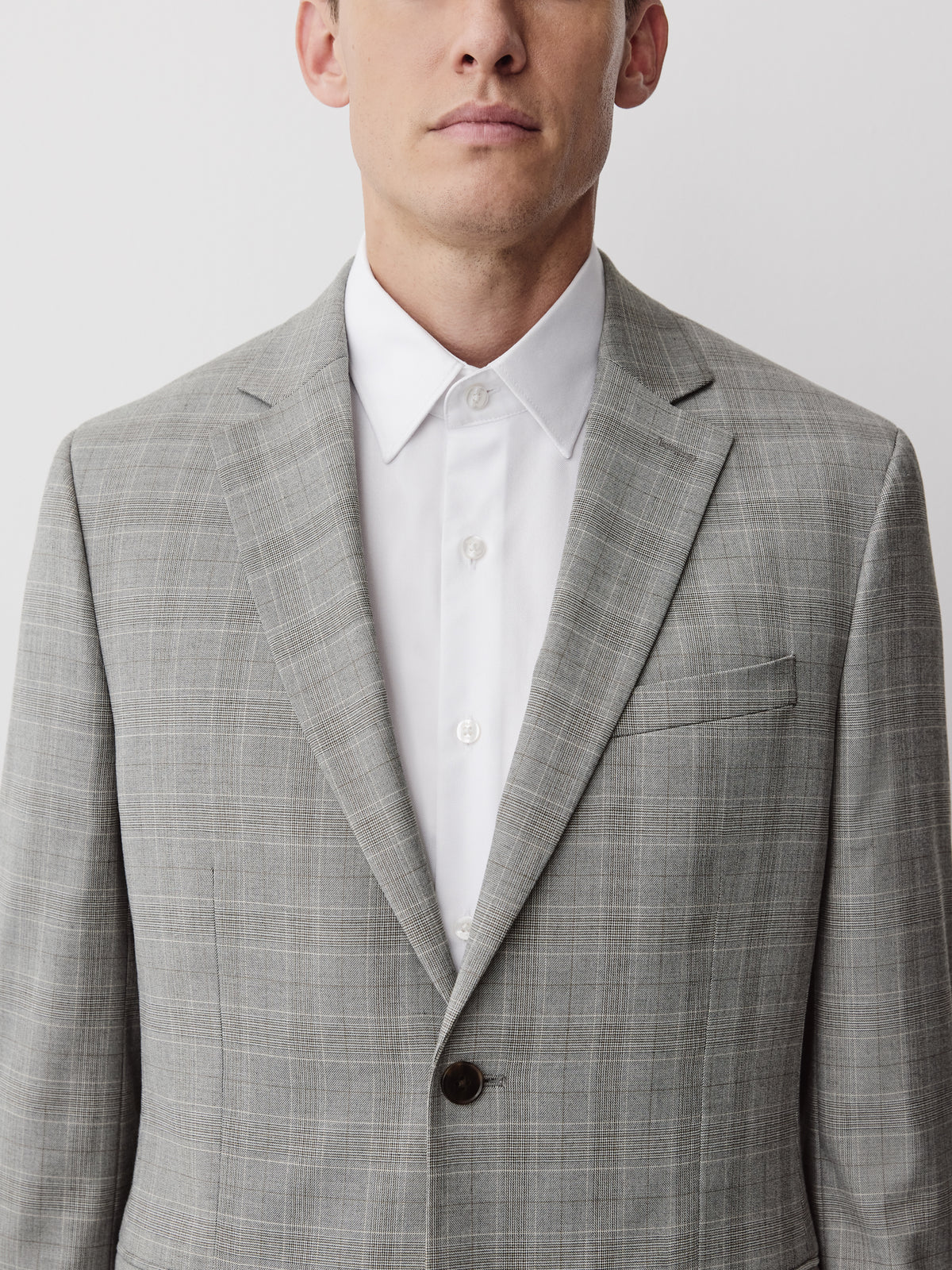 Slim-Fit Checkered Grey Suit Blazer