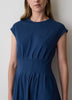 Extended-Sleeve Crew-Neck Midi Dress with Pintucks