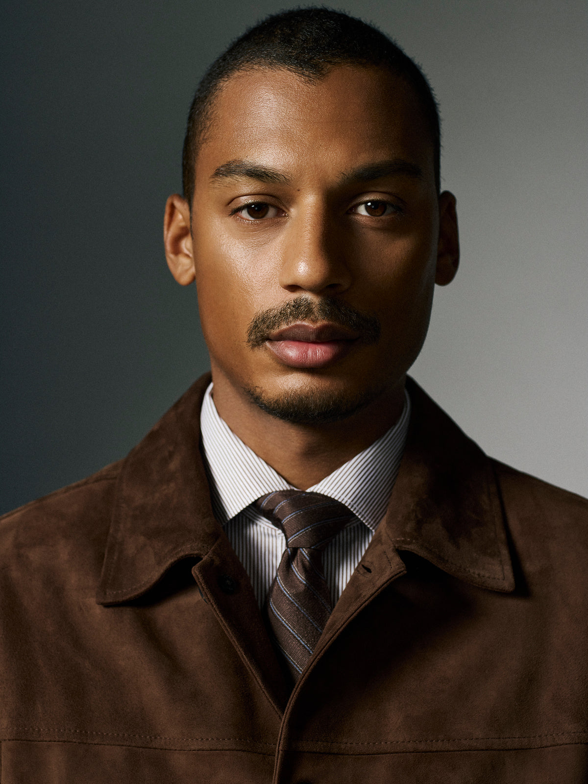 Suede Jacket with Shirt Collar