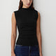 Knit Pullover Rib Mock Neck Top