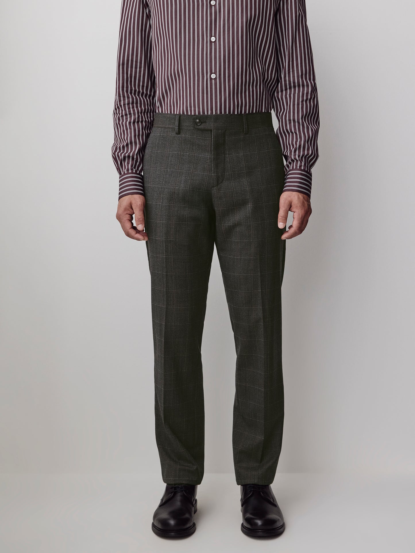 Slim Fit Wool Blend Charcoal Check Blazer