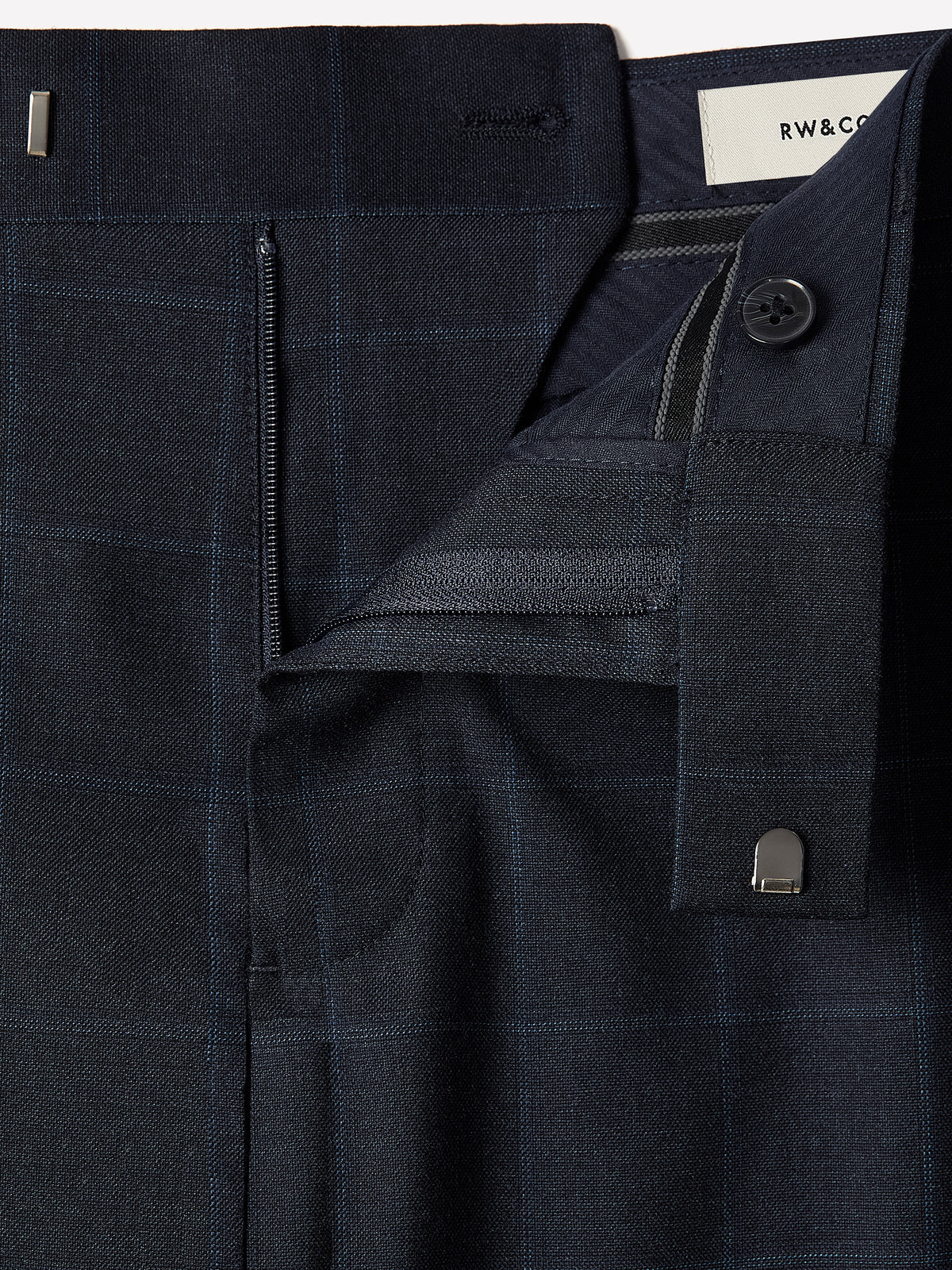 Slim-Fit Navy Windowpane Suit Pant