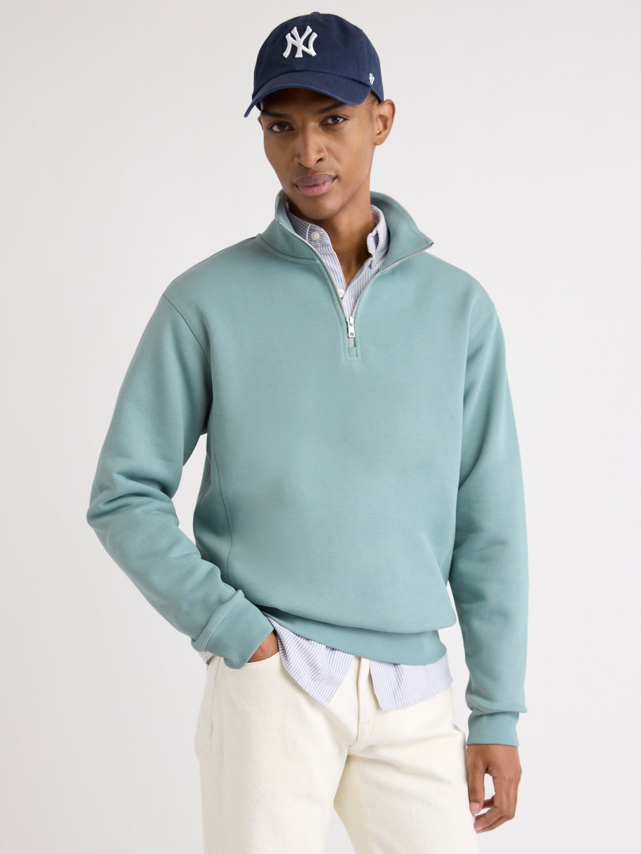 Long-Sleeve Half-Zip Mock-Neck Sweater