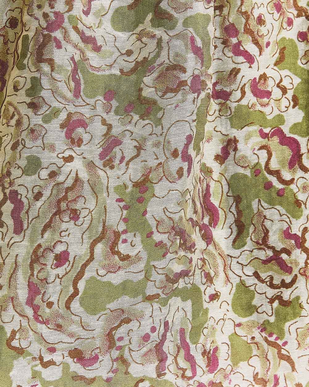 Sleeveless U-Neck Empire-Cut Blouse with Ruffles