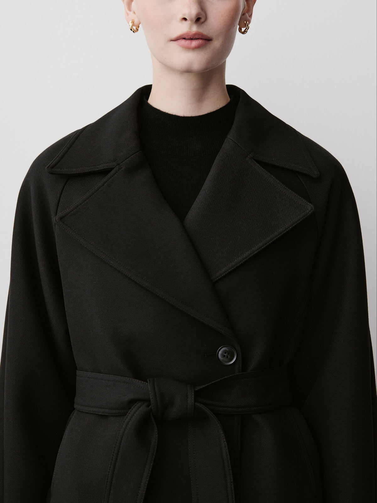 Woven Double Breasted Short Trench Coat