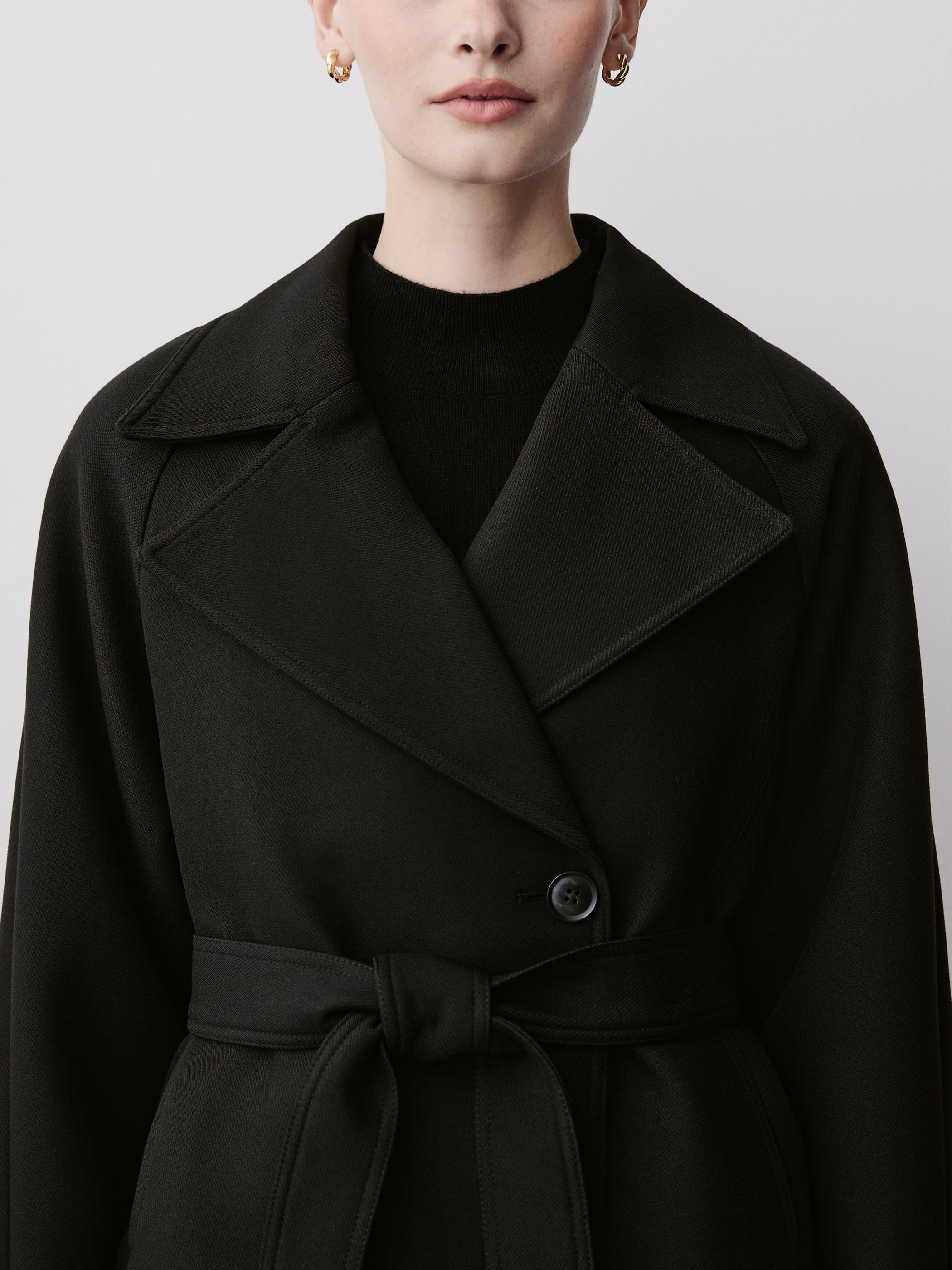 Woven Double Breasted Short Trench Coat