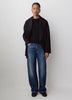 Knit Cotton Blend Funnel Neck Sweater