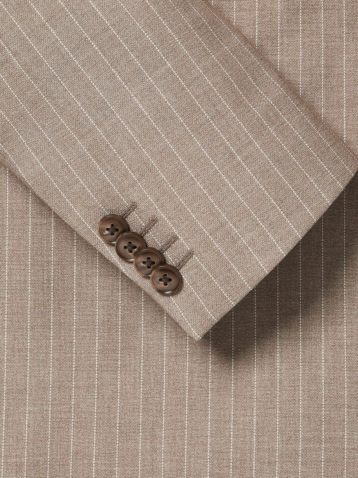 Woven Double Breasted Taupe Pinstripe Blazer