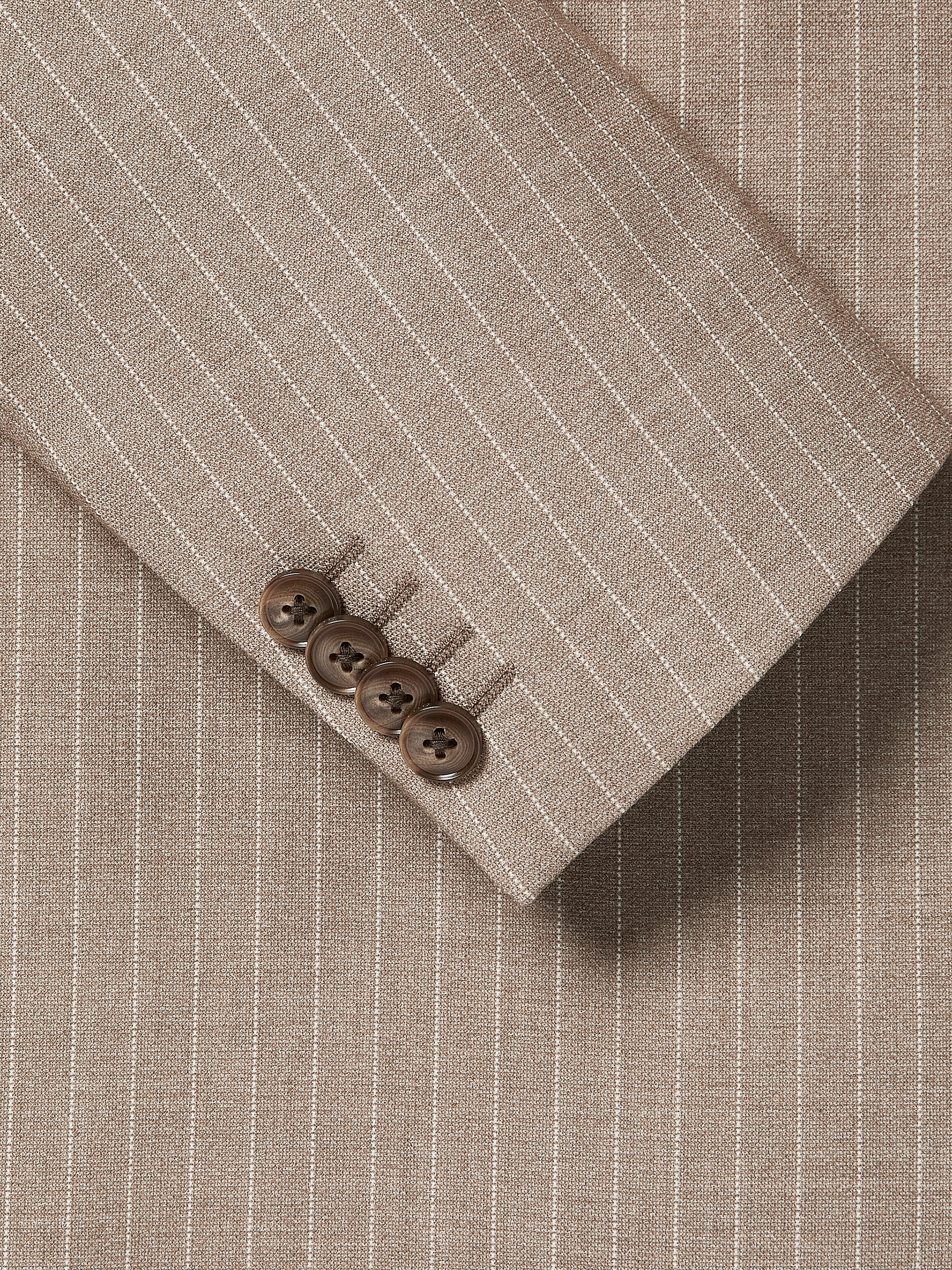 Woven Double Breasted Taupe Pinstripe Blazer