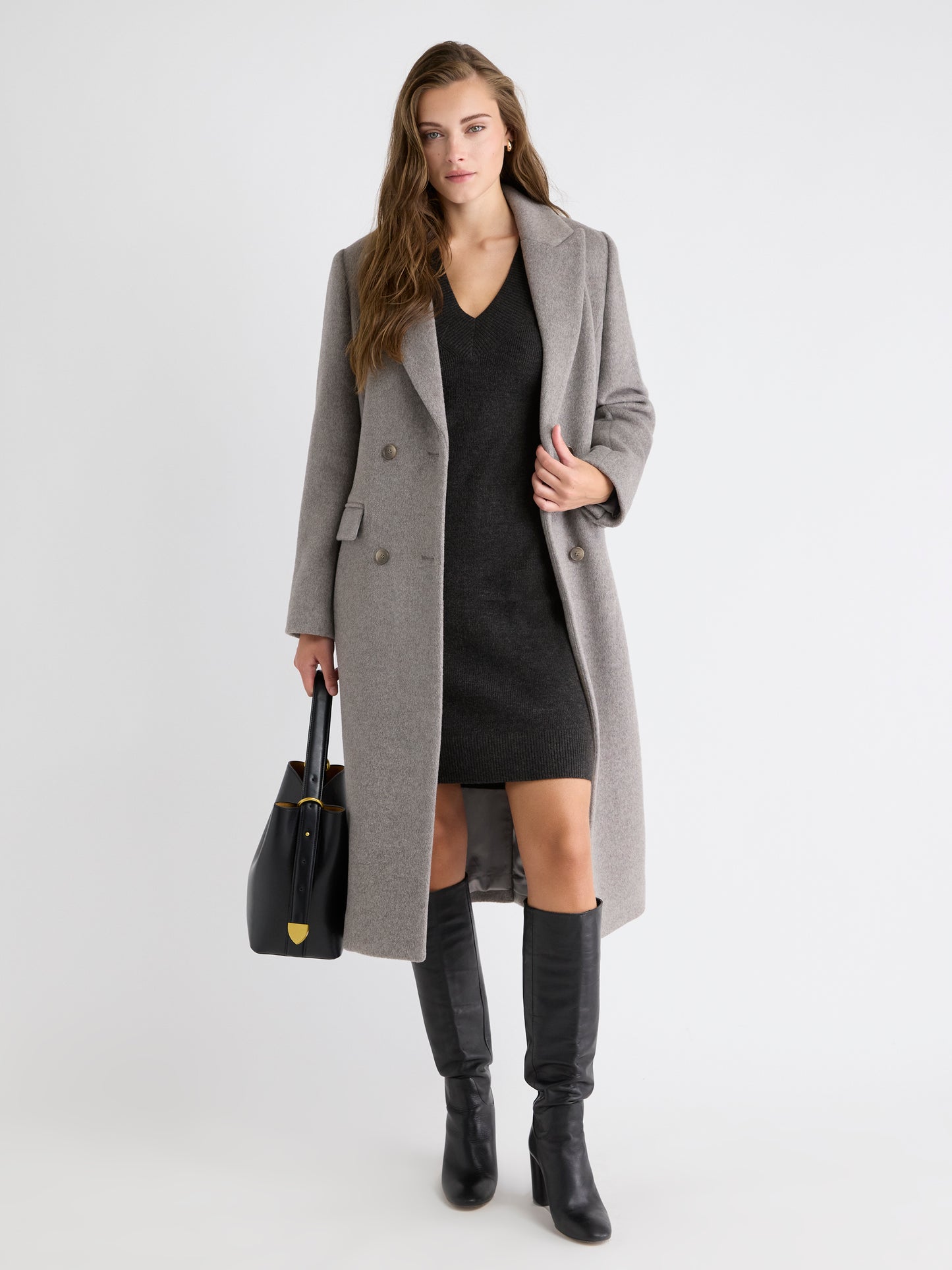 Robe Courte à Manches Longues et Col V