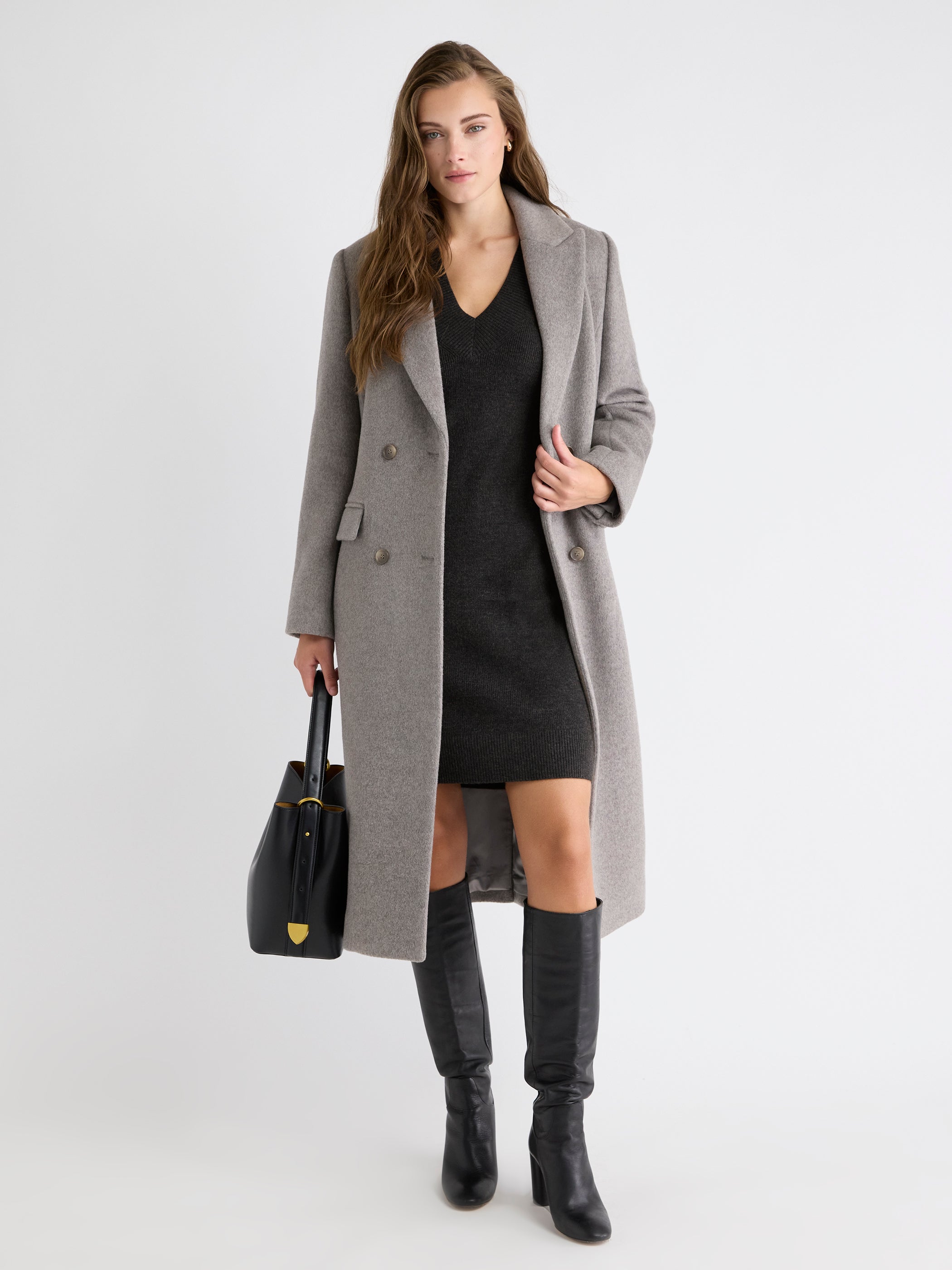 Robe Courte à Manches Longues et Col V