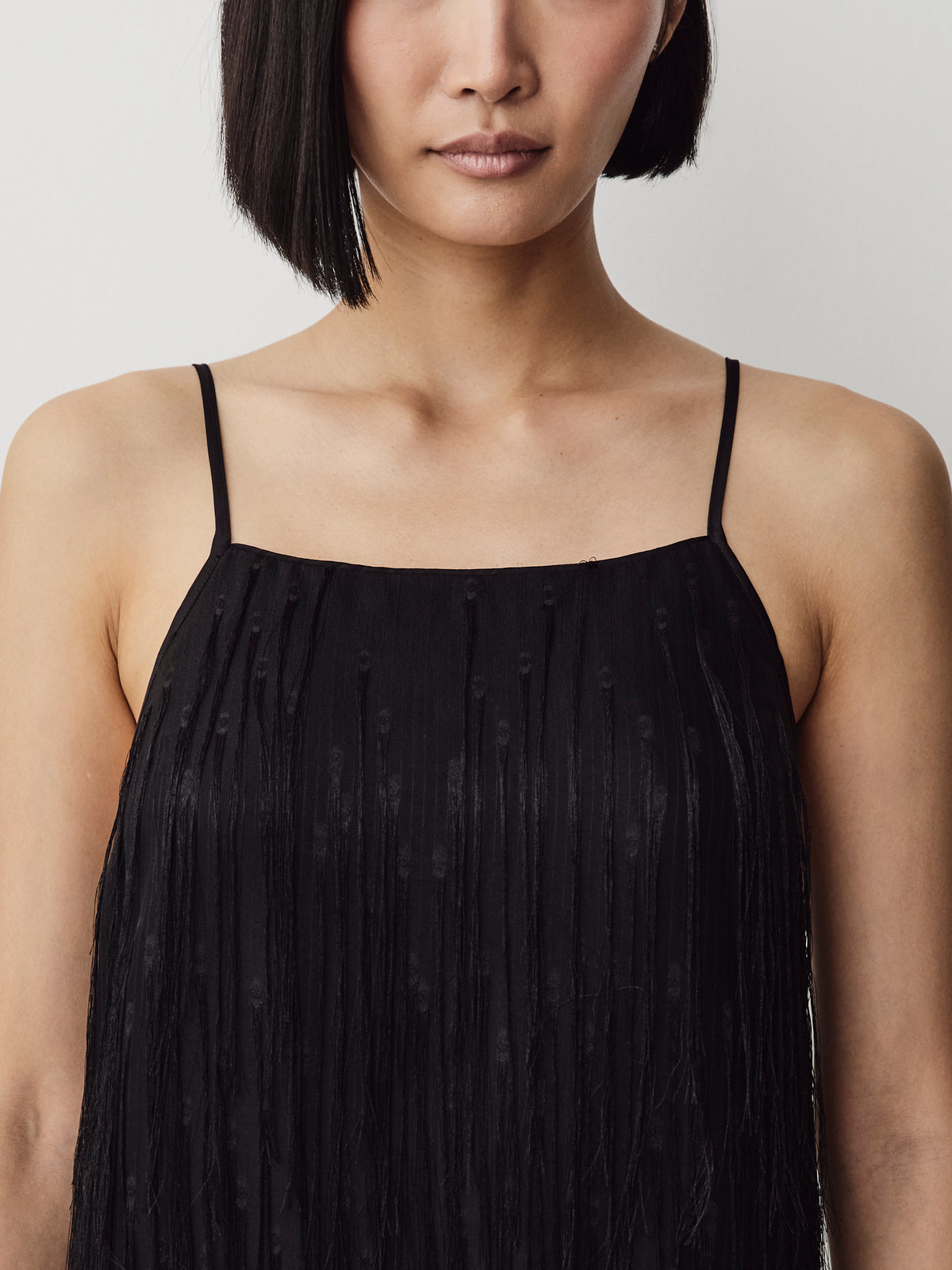 Woven Mini Dress with Fringe Detail