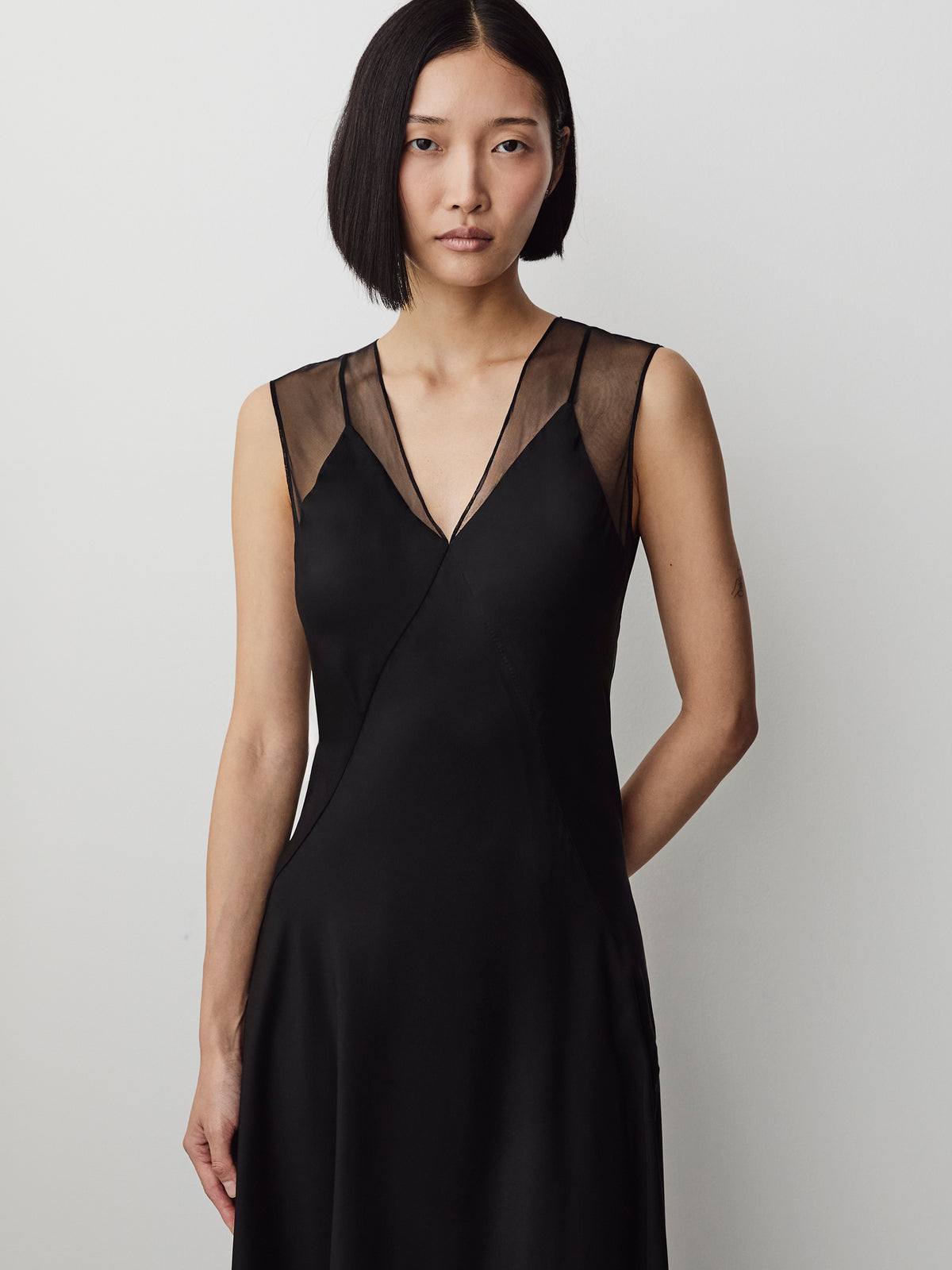 Sleeveless V-Neck Maxi Dress with Sheer Straps