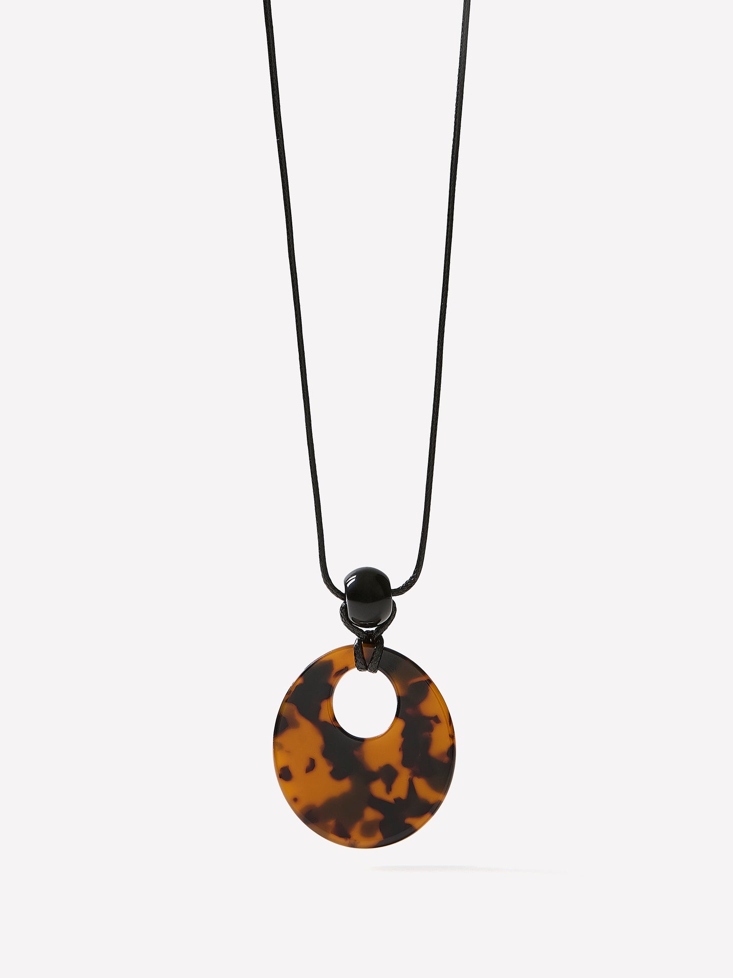 Long Cord Necklace with Tortoise Acrylic Pendant