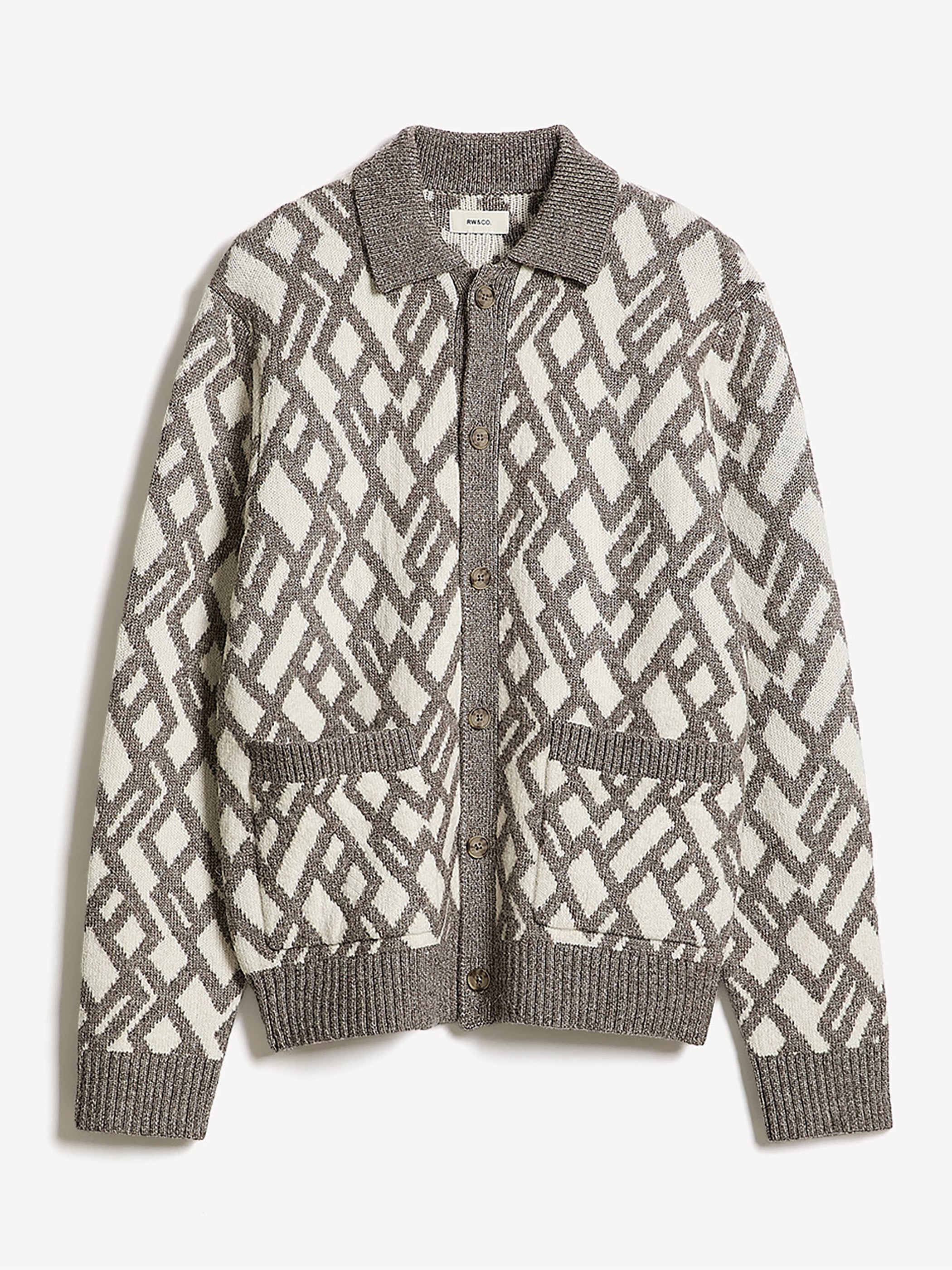 Alpaca-Blend Argyle Cardigan