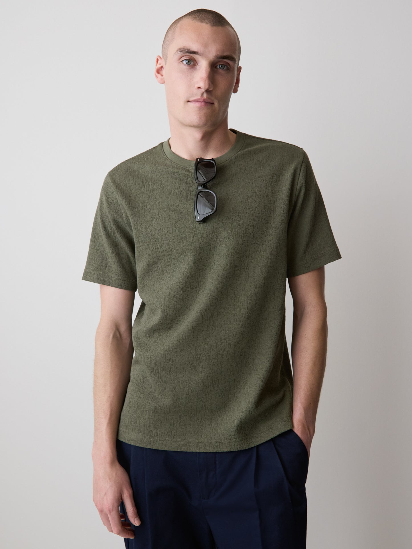Mens Knit Burnout Crew Neck T-Shirt