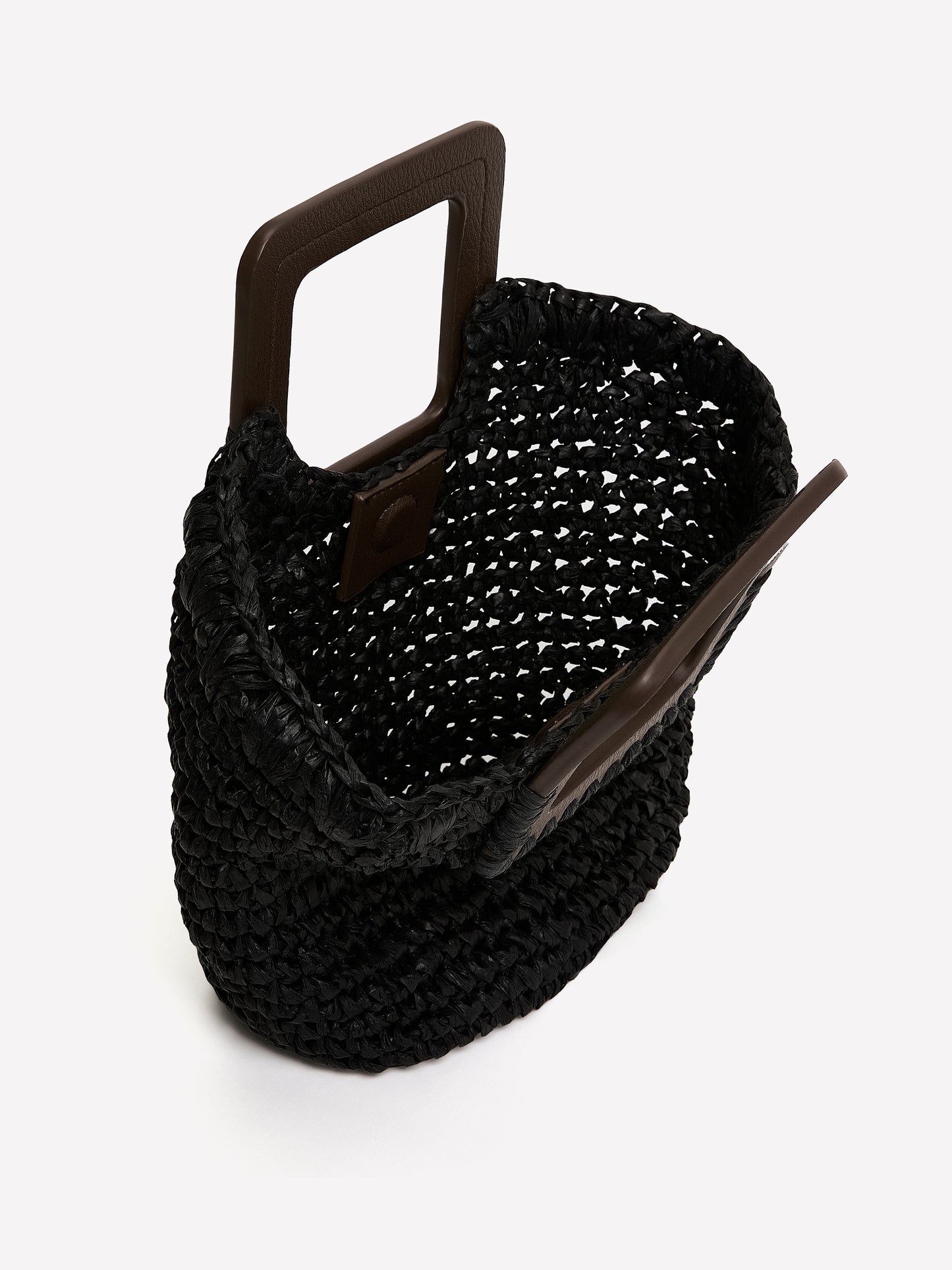 Woven Paper and PU Cutout Handle Handbag