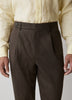 Linen-Blend Tapered-Leg Pleated Pant
