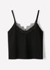 Merino-Wool V-Neck Cami with Lace Trim