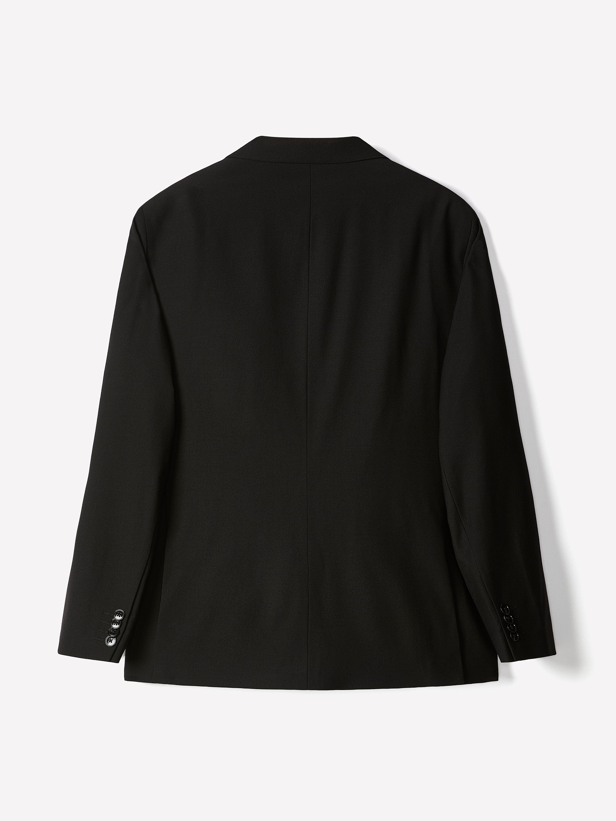 Men's Straight Fit Black Double Breasted Woven Blazer