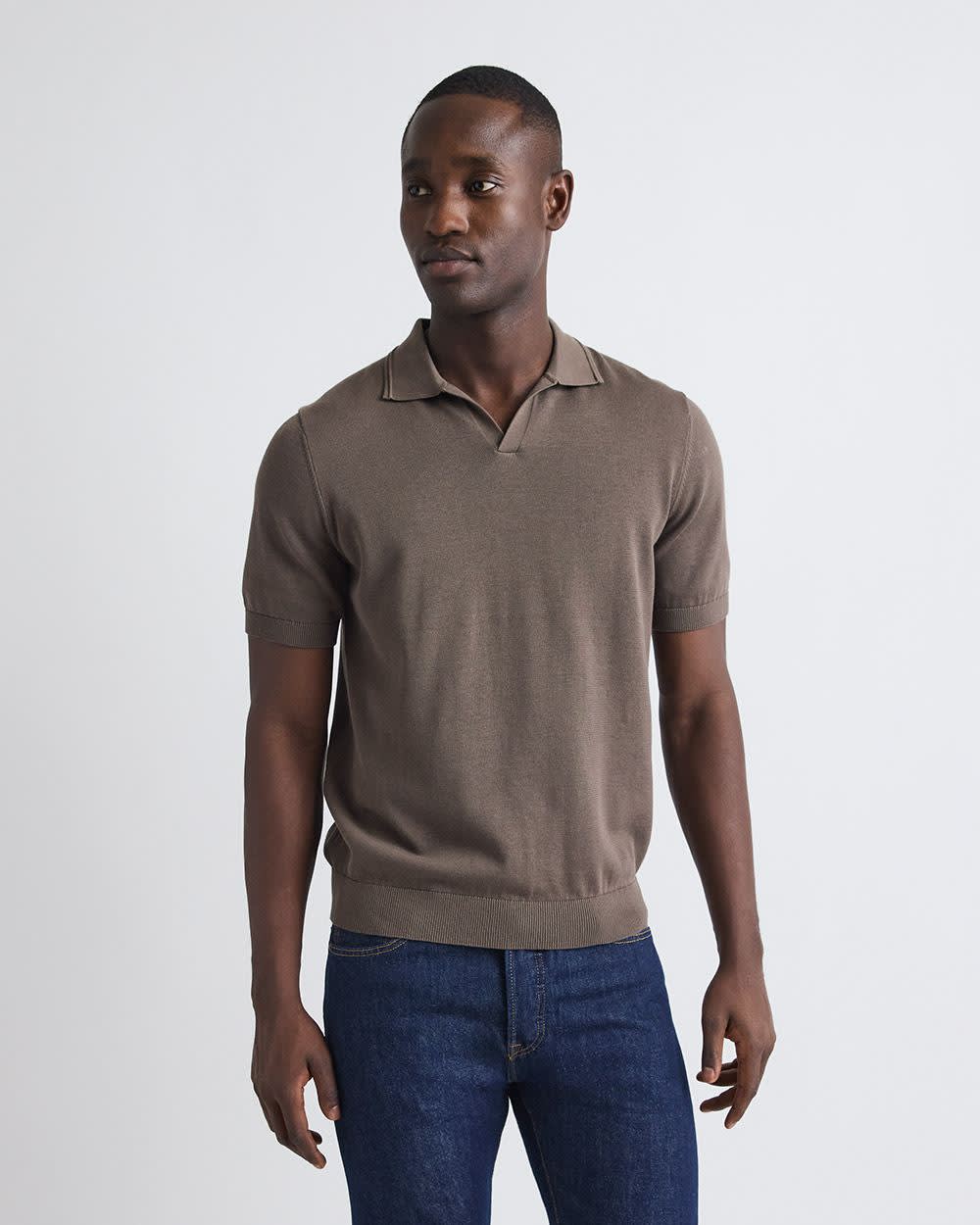 Polo à Manches Courtes en Coton avec Col Johnny