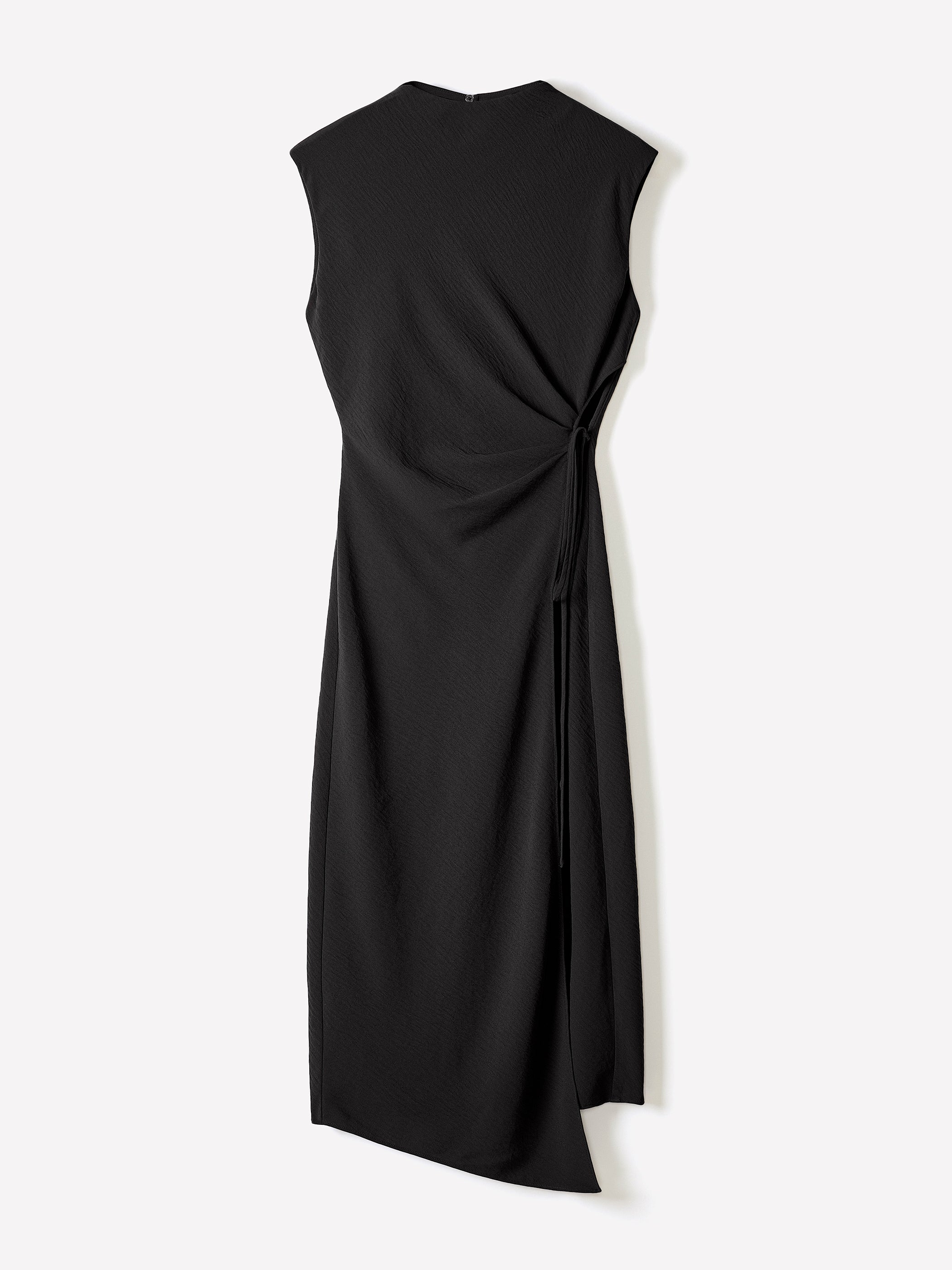 Extended-Sleeve Mock-Neck Midi Dress with Wrap Detail