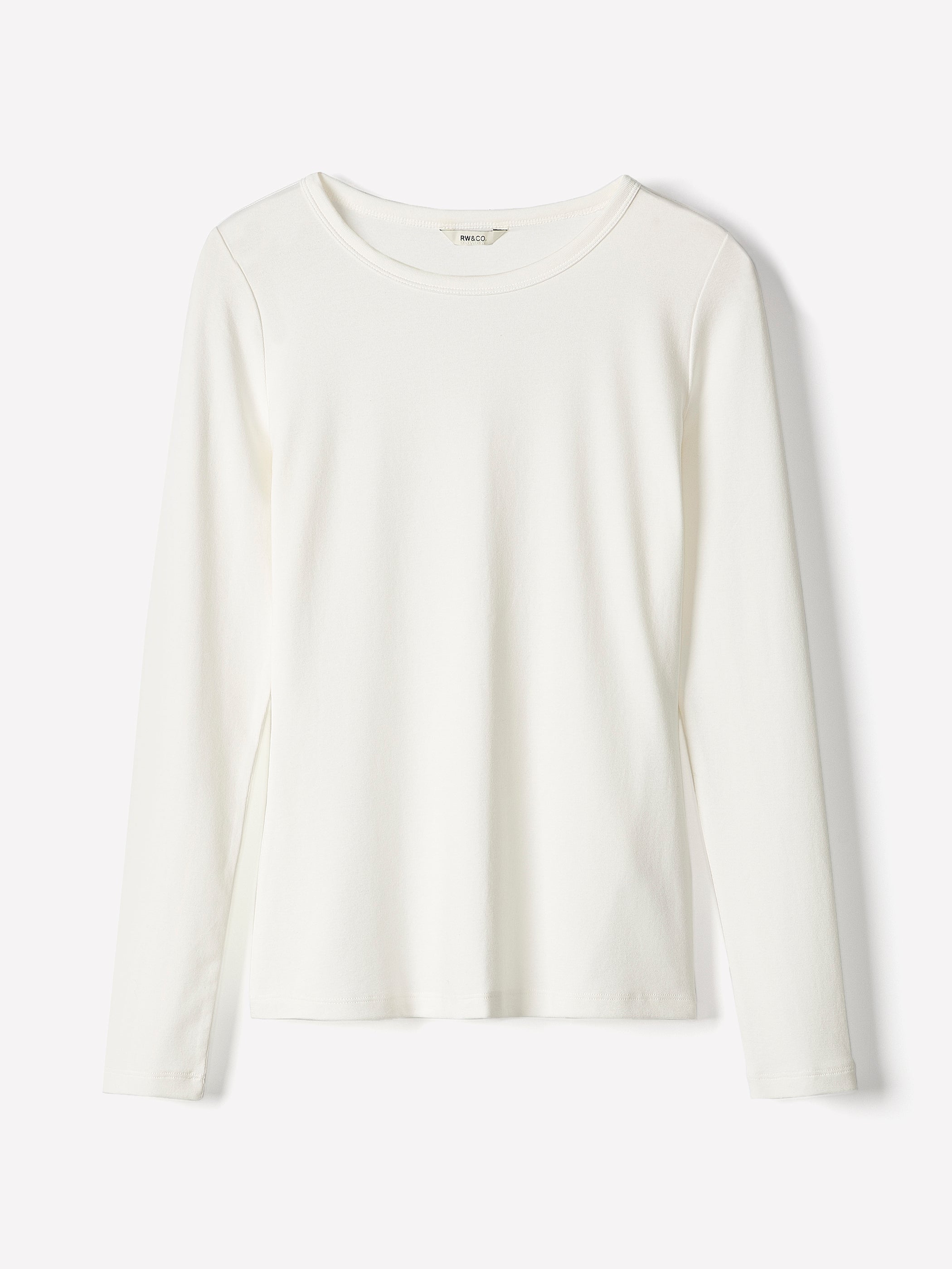 Luxe Knit Long-Sleeve Crew-Neck Fitted Ribbed Tee