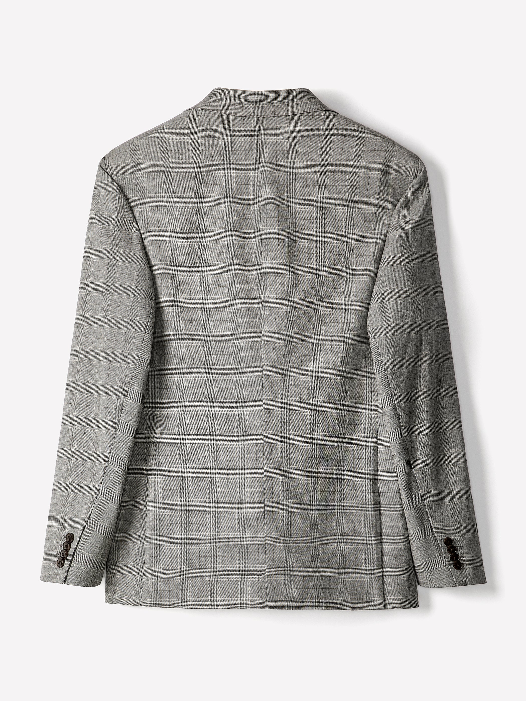 Slim-Fit Checkered Grey Suit Blazer