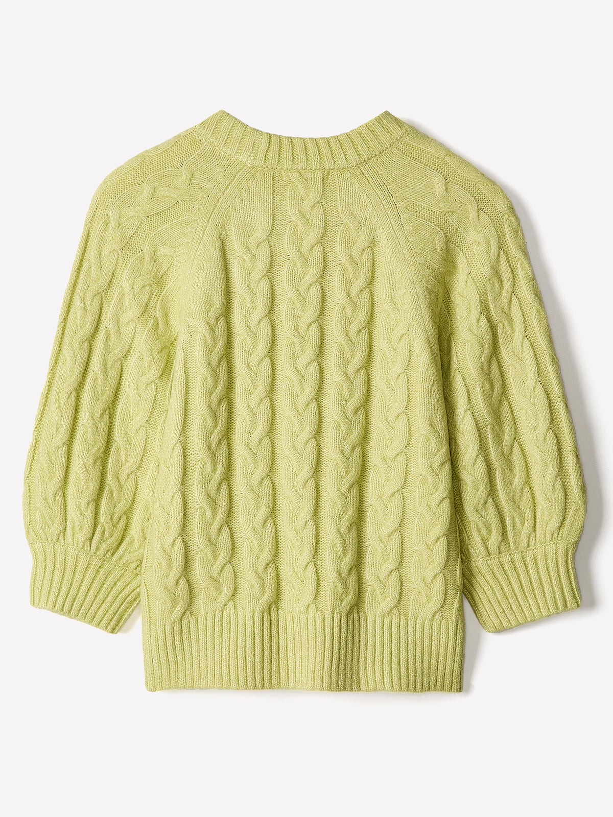 Short-Sleeve Crew-Neck Sweater with Cable Stitches