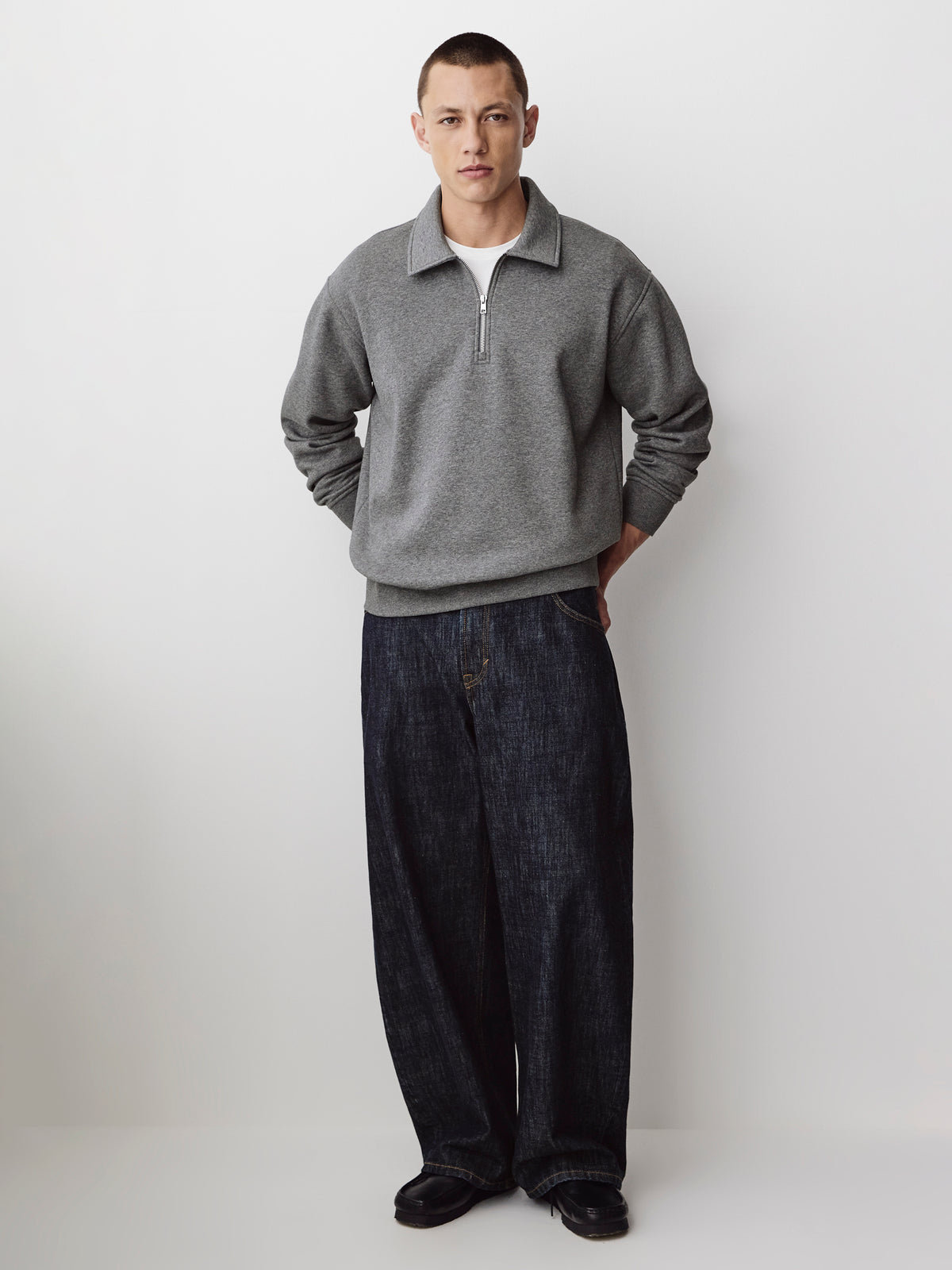 Long-Sleeve Half-Zip Polo Sweater