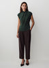 Extended-Sleeve Top with Crossover Draped Mock Neckline