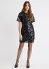 Short-Sleeve Mini Sequins Cocktail Dress