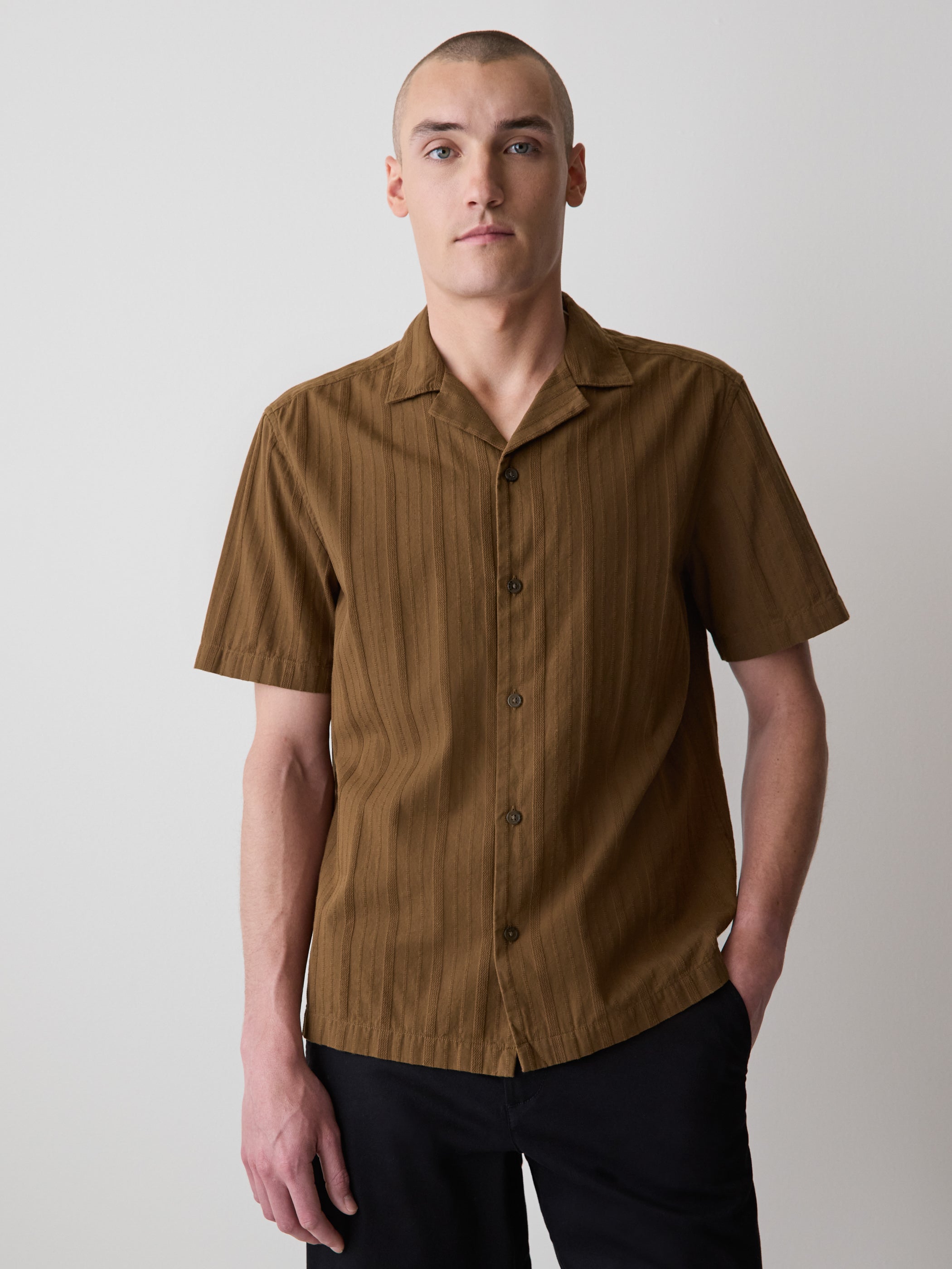 Short-Sleeve Shirt with Camp Collar