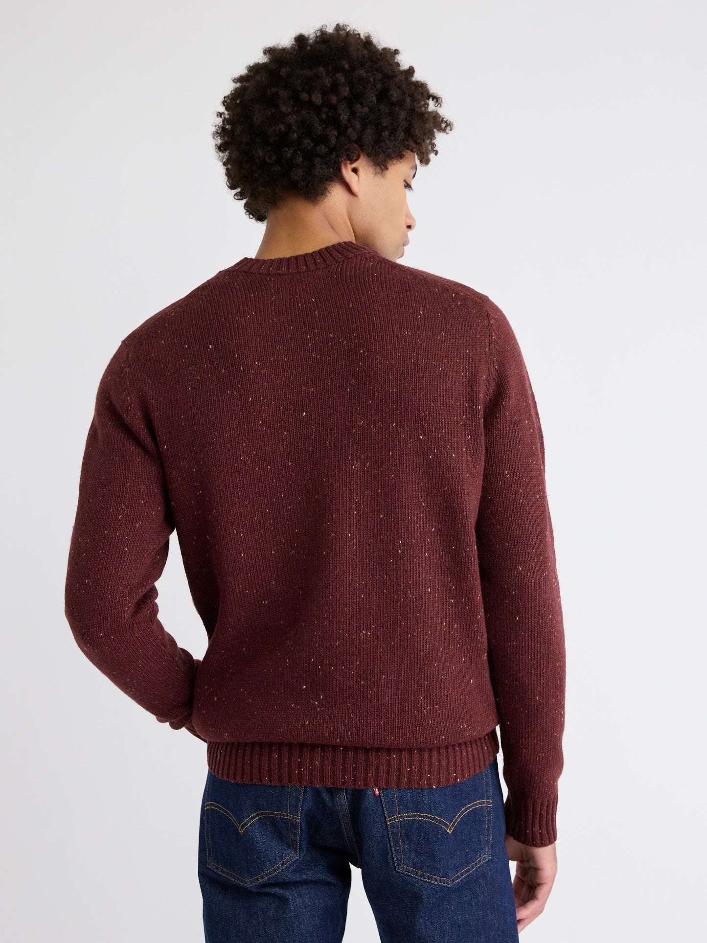 Long-Sleeve Crew-Neck Sweater with Neps