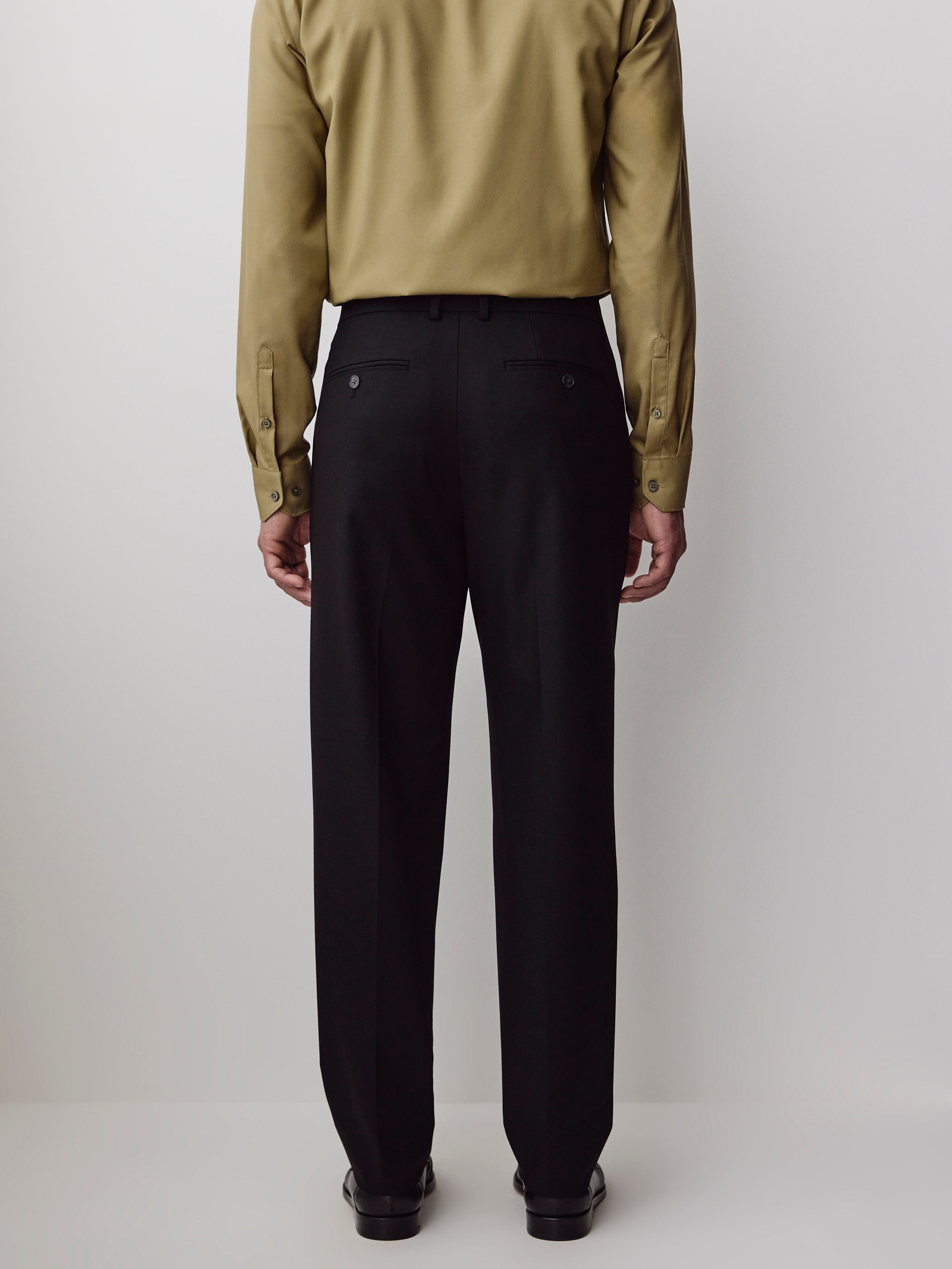 Wool-Blend Tapered-Leg Pleated Dress Pant