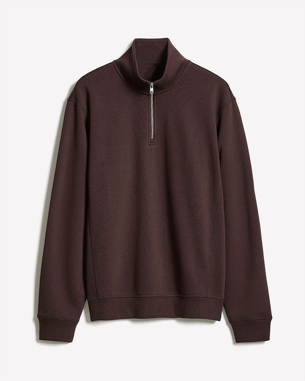 Long-Sleeve Half-Zip Mock-Neck Sweater