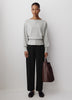 Ladies Knit Sweater Cinched Waist Boat Neck Cotton Blend