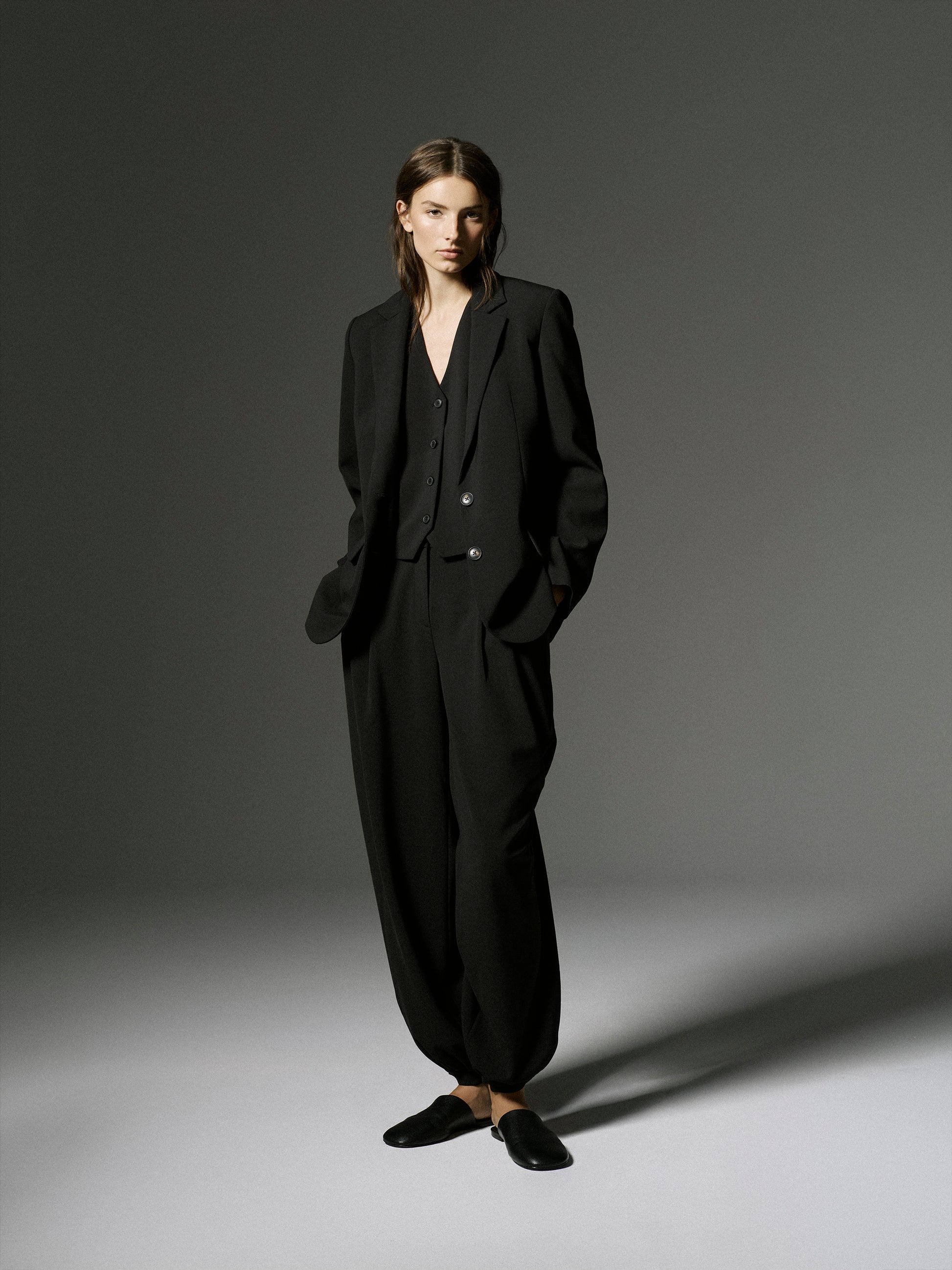 Relaxed-Fit Two-Button Twill Blazer