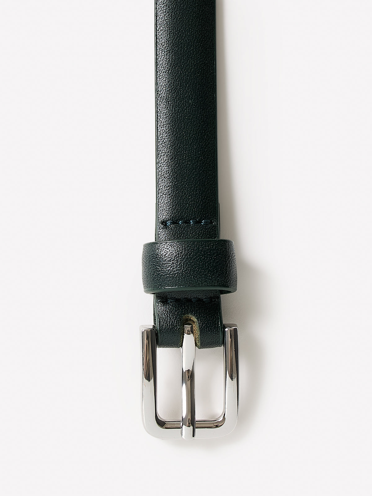 Slim Leather Belt with Square Buckle