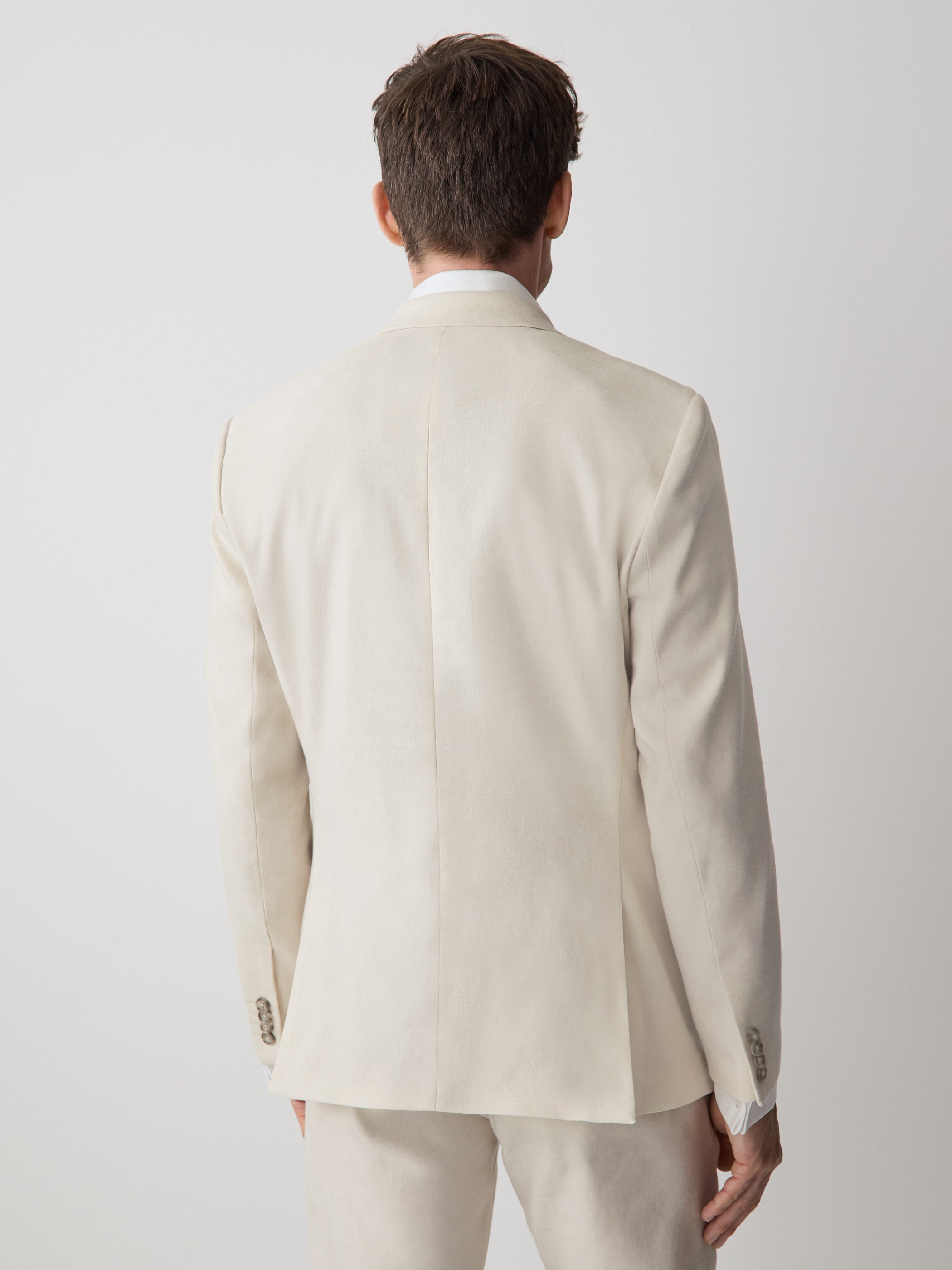 Slim Fit Stretch Linen Blazer