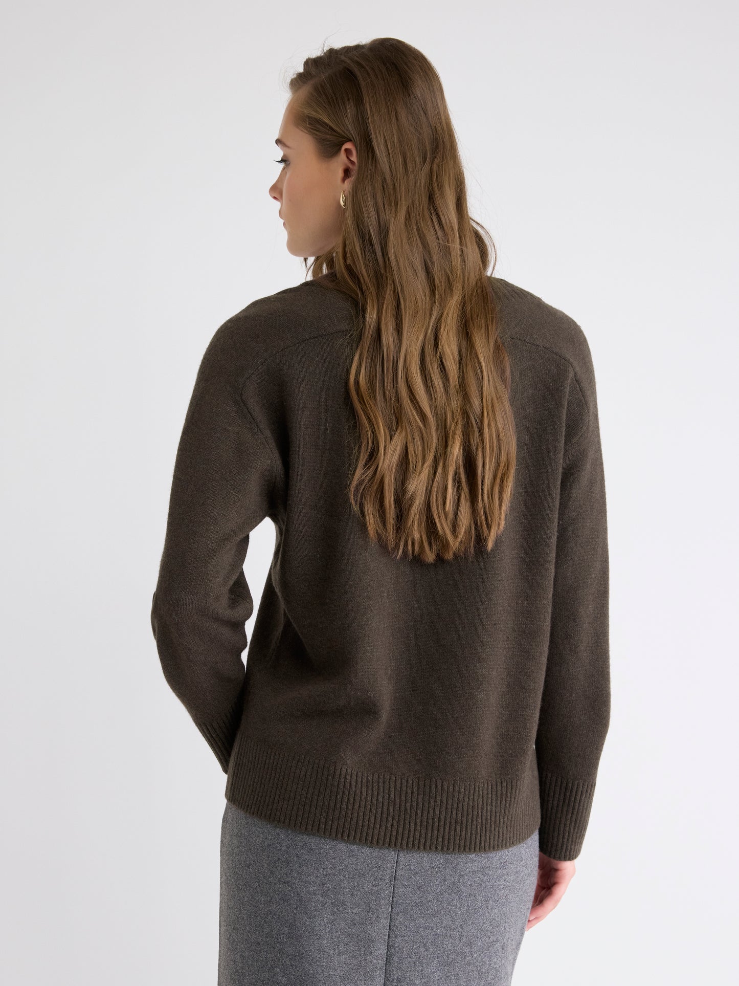Long-Sleeve V-Neck Merino-Blend Sweater