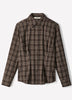 Woven Plaid Button-Up Shirt with Darts