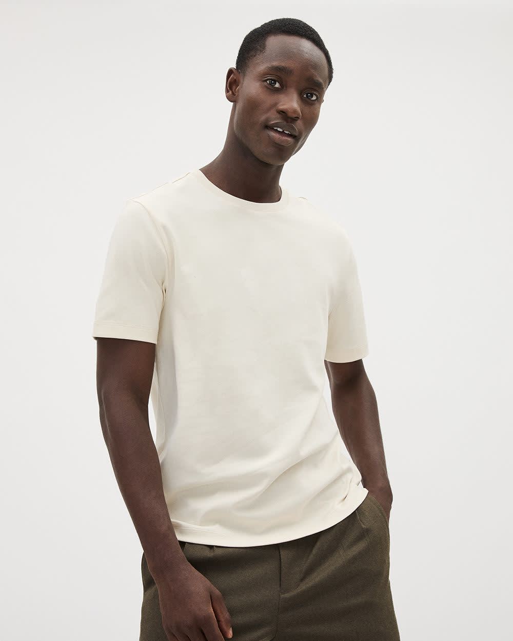 Refined Solid Interlock Cotton Crew-Neck Tee