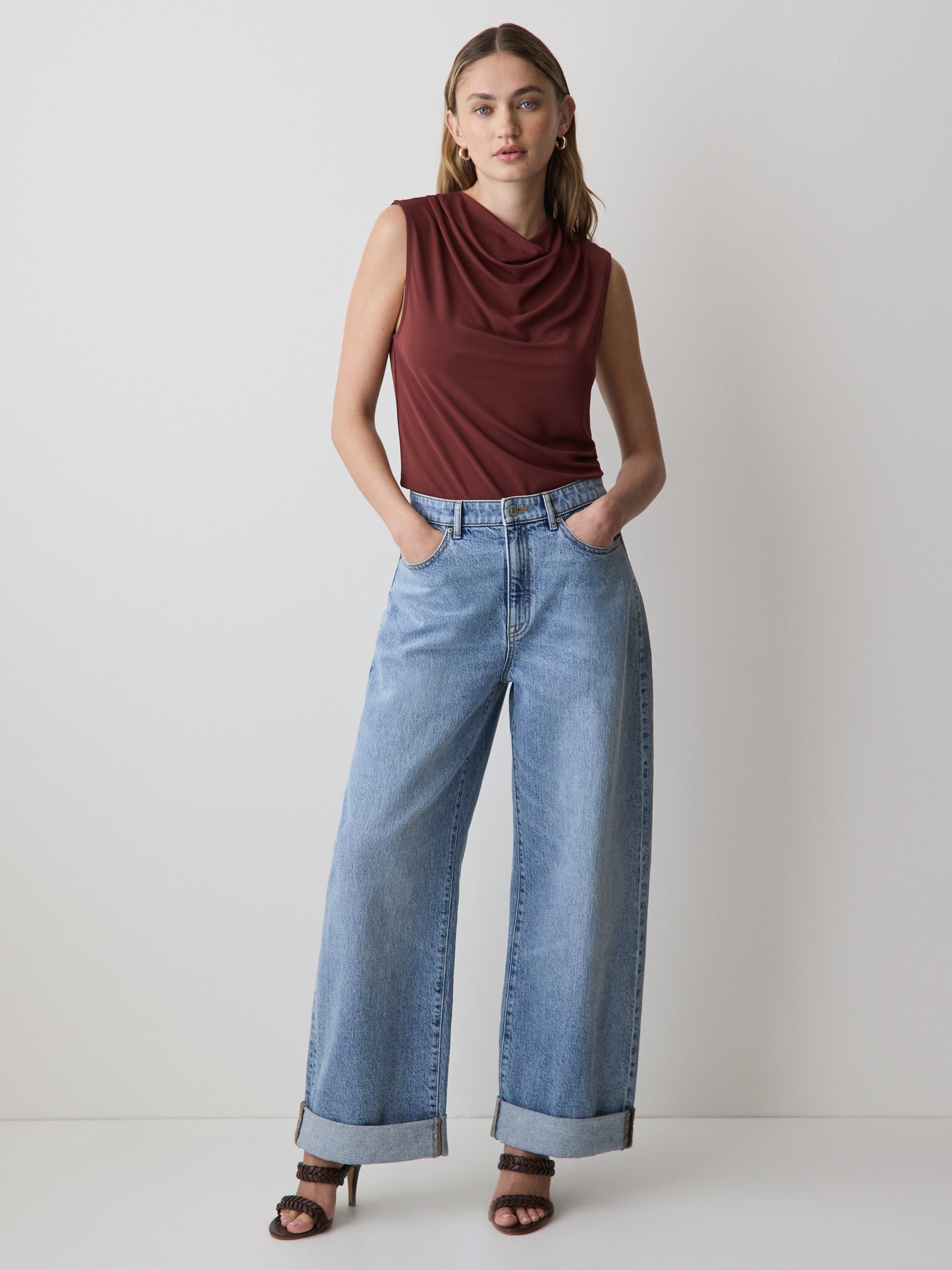 Sleeveless Top with Cowl Neckline