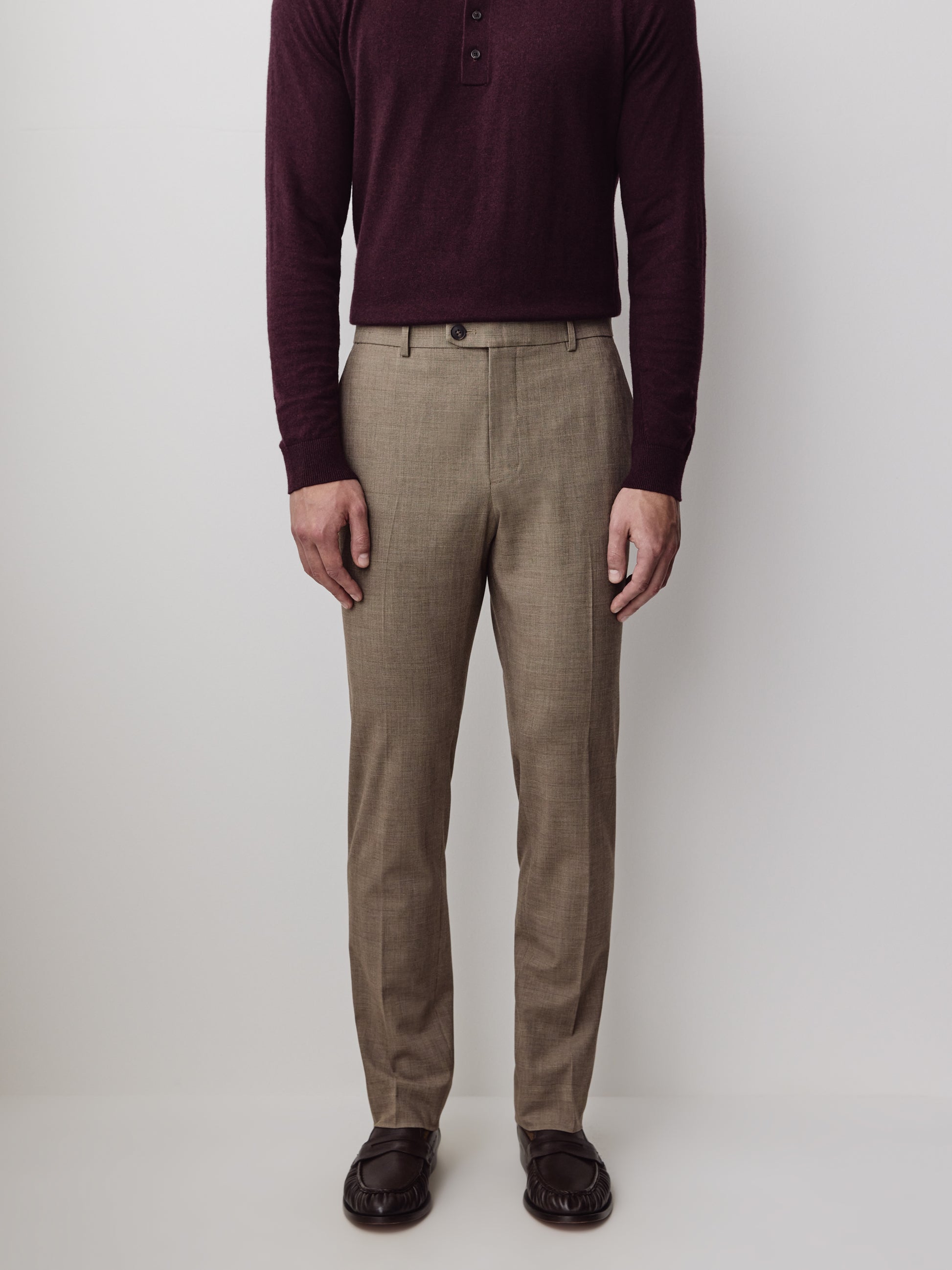 Slim Fit Wool Blend Prince of Wales Pant