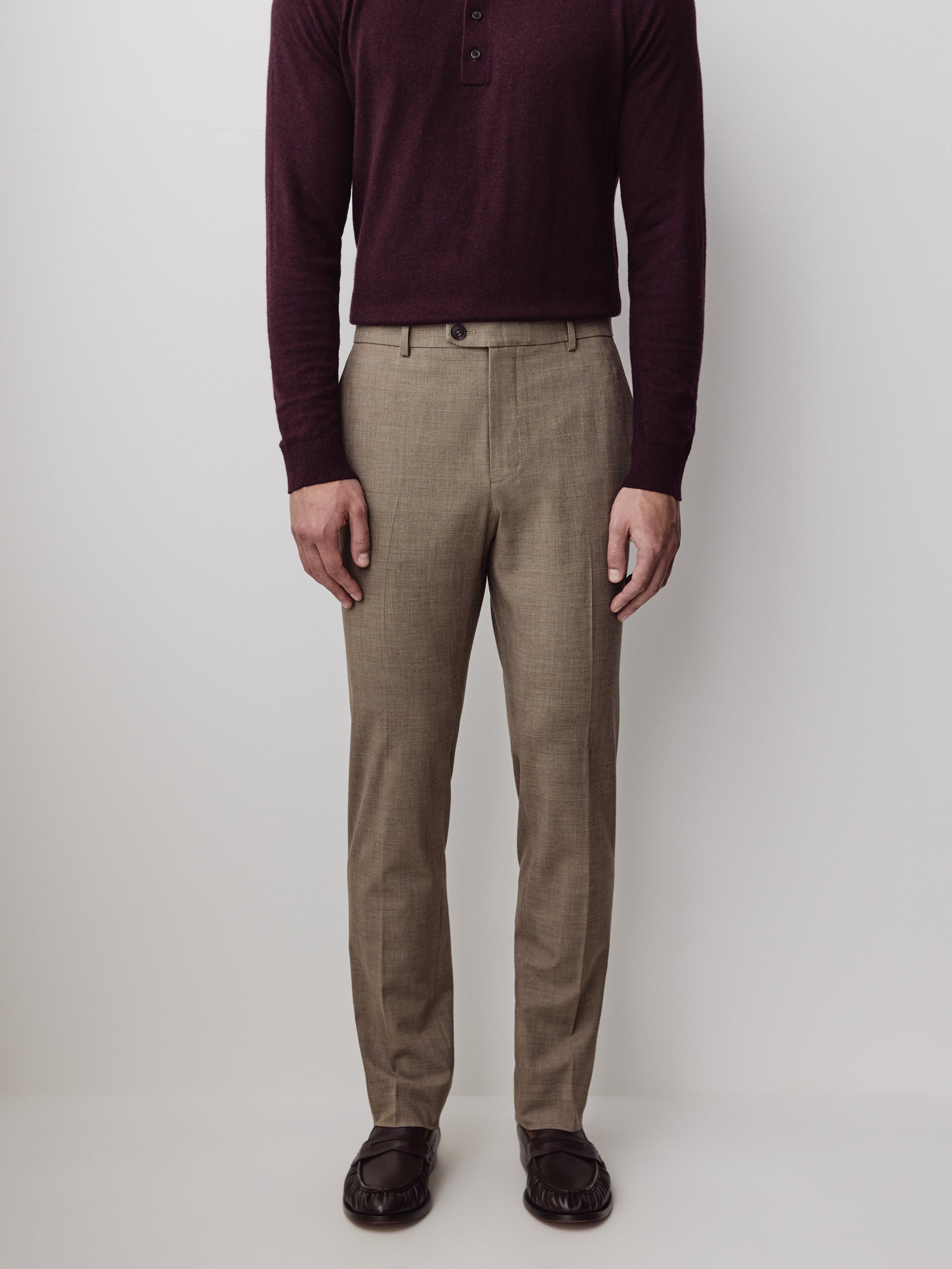 Slim Fit Wool Blend Prince of Wales Pant