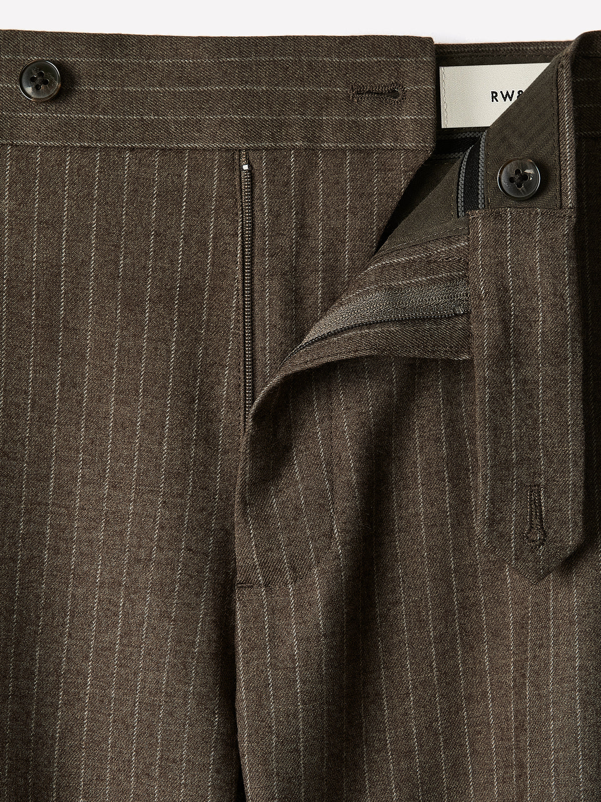 Tailored-Fit Striped Brown Wool Suit Pant