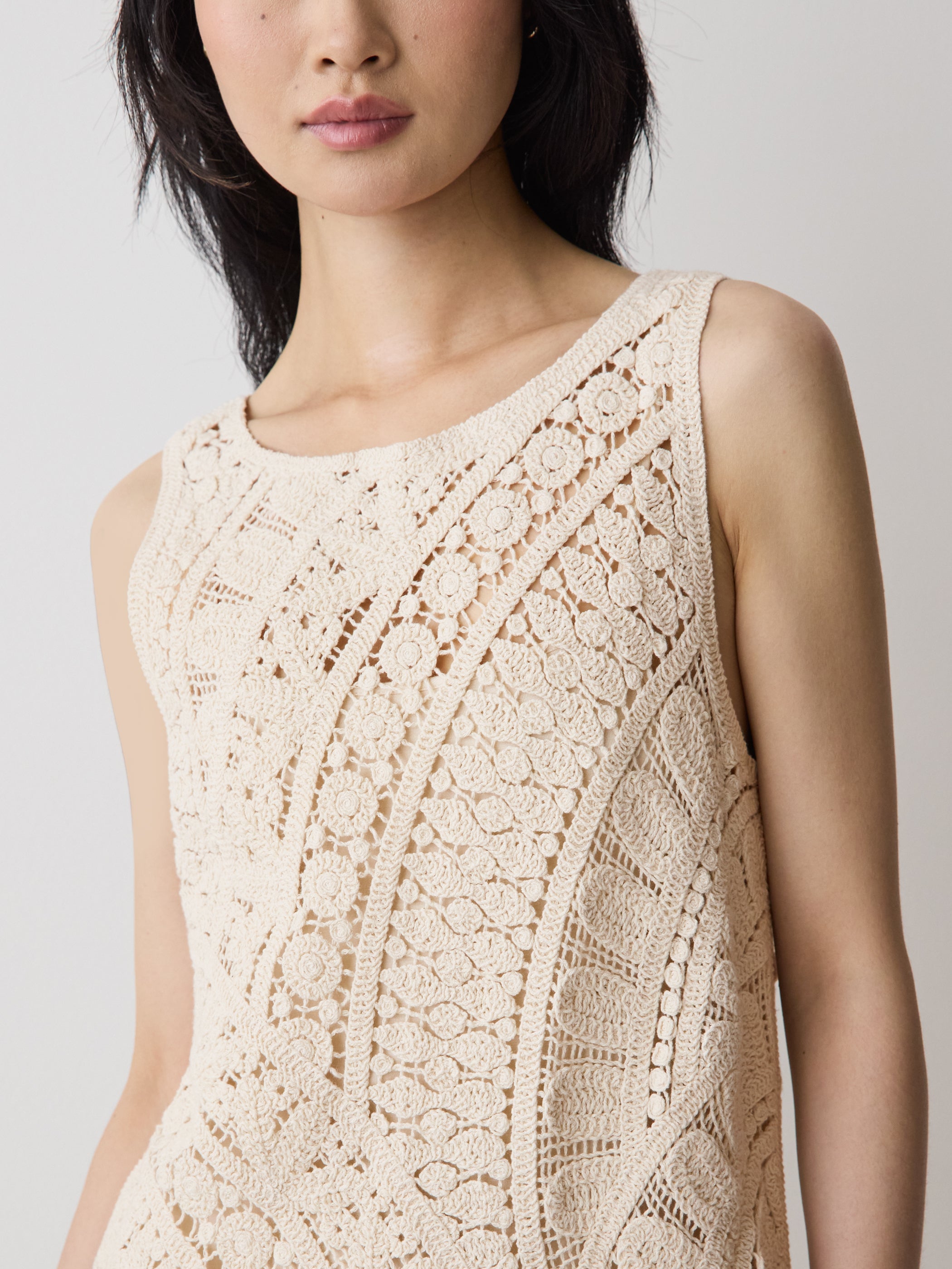 Sleeveless Crochet Mini Dress